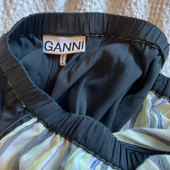 Ganni striped satin straight-leg pants - Picture 3 of 5